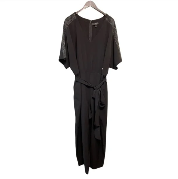 LANE BRYANT Black Jumpsuit With Studded Sleeves, Belt, and Pockets - 22 NWT - Picture 5 of 6